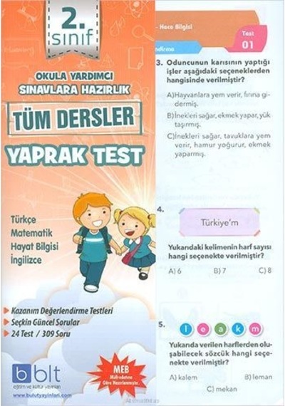 2.Sınıf Tüm Dersler Yaprak  Test