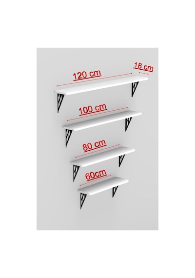 Montajsız Beyaz Petek Üstü Metal Raf, Kalorifer Peteği Raf Dresuar Uçan Raf 80 Cm 10080 Suntalam