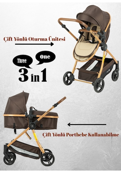 Quard Promax Travel Sistem Bebek Arabası Kahverengi