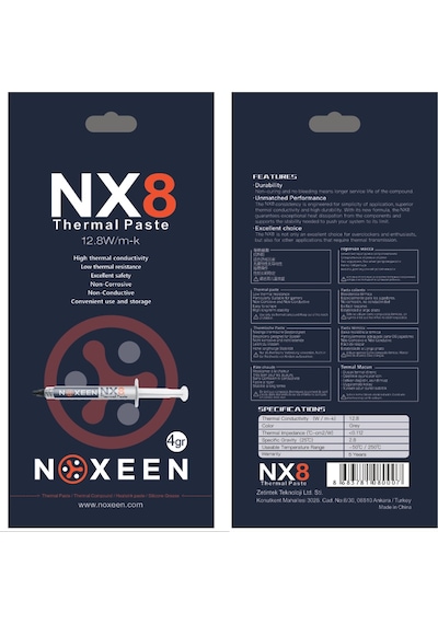 Noxeen NX8 Termal Macun 12.8W/M-K 4 G Noxeen NX8 Termal Macun 12.8W/M-K 4 G