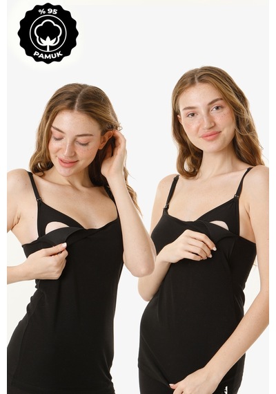 Parlingerie Hamile Kaplı Emzirme Atletli 2li Set Siyah-siyah Siyah - Siyah