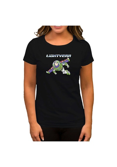 Buzz Lightyear Flying Siyah Kadın Tişört