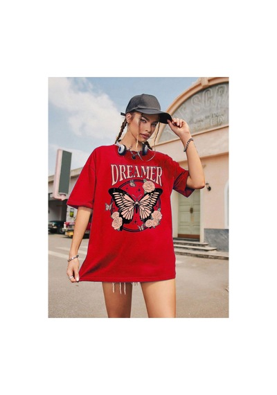 Medinenur Dreamer Baskılı Unisex Tshirt Kırmızı