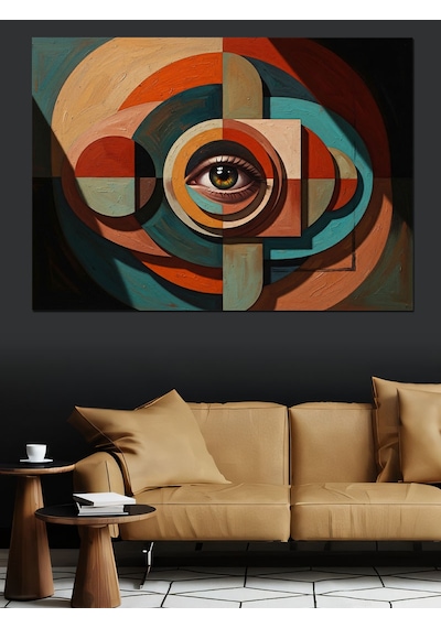 Geometrik Modern Göz Ve Şekiller Dekoratif Kanvas - Mdf Ahşap Tablo