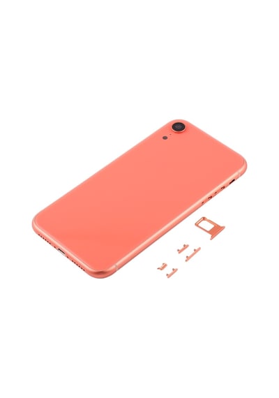 Cbtx Kamera Lensli Ve Sım Kart Tepsisi Ve Apple Uyumlu iPhone Xr Mercan İçin Yan Anahtarlarla Arka Gövde Kapağı