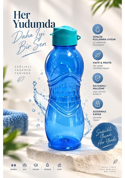 Su Matarası 750 Ml Mavi Suluk Su Şişesi Okul Spor Tüm Renkler