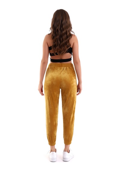 Winmoda34 Kadife Eşofman Jogger Hardal