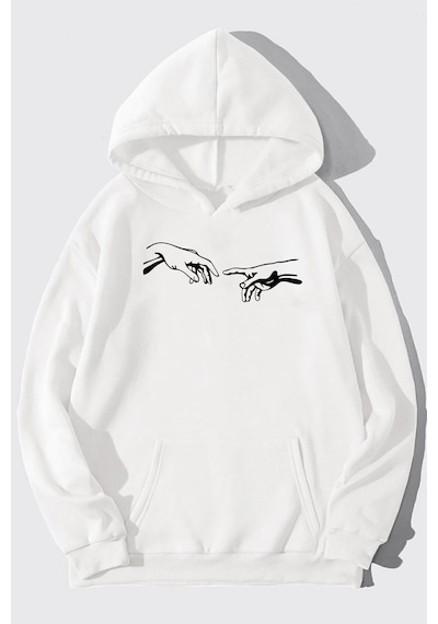 Uyguntarz Unisex Michelangelo Baskılı Sweatshirt beyaz