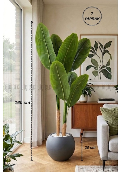 Biçiçek Yapay Starli̇ce 160 Cm 7 Yapraklı Antresi̇t Küre Saksıda