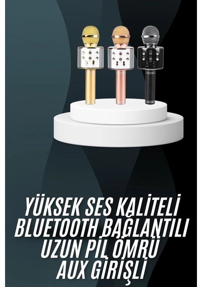Mey İthalat Karaoke Mikrofon Bluetooth Bağlantılı Aux Girişli Uzun Pil Ömrü Yüksek Ses Kaliteli