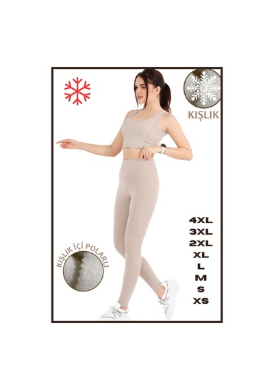 Missmaral Kadın Kışlık Içi Polarlı Yüksek Bel Toparlayıcı Tayt Lacivert Curve High Waist Fleece Winter 1041 Taş