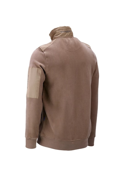 Erkek Standart Fit Kol Cepli Fermuarlı Vizon Sweatshirt 001