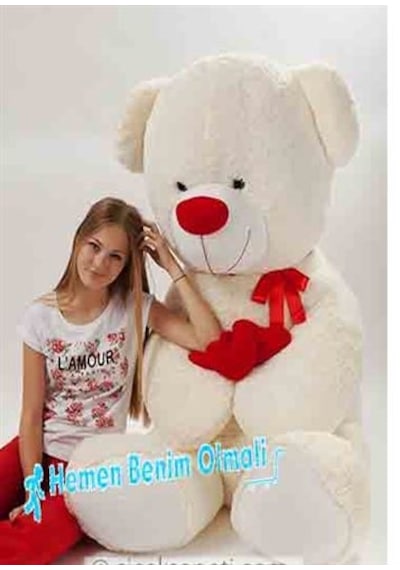 Peluş Ayı Kalp Tutan 2 Metre Ayıcık Dev Büyük Boy