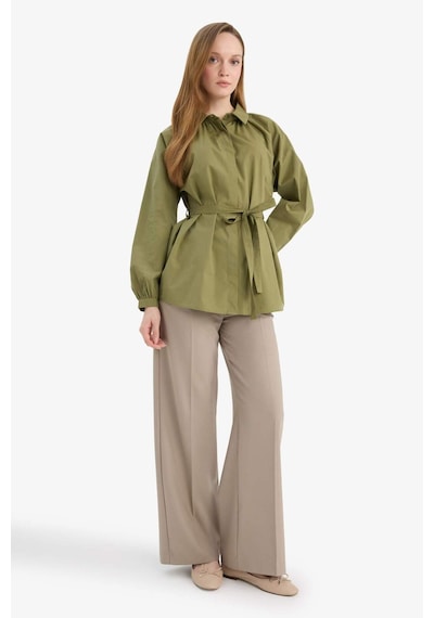 Defacto Relax Fıt Poplin Gömlek Tunik G7704ax26spkh21 Haki-kh21