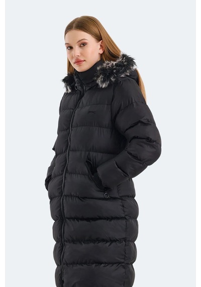 Slazenger Garlic In Kadın Puffer Uzun Şişme Mont Siyah