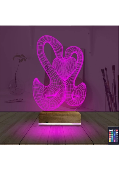 Luvivia Kuğu 3d Lamba - Masa Gece Lambası Şeffaf