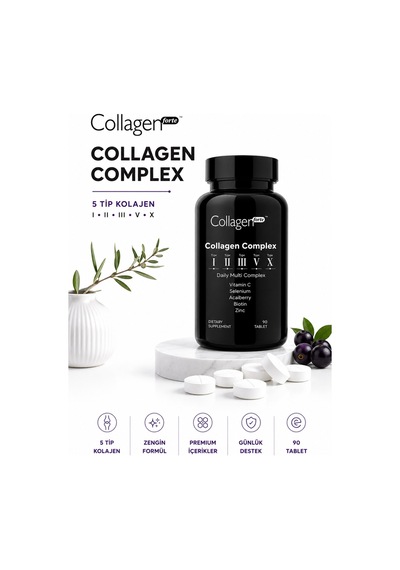 Collagen Forte Platinum 5 Tip Kolajen Vitamin ve Mineral İçeren Takviye Gıda 500 MG 90 Tablet