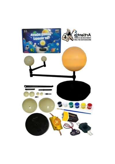 Led Işıklı Güneş Dünya Ay Modeli, Eğitici Maket Seti İle Boya Fırçası