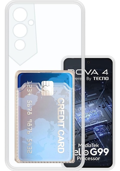 Tecno Pova 4 Kamera Korumalı Kartlıklı Setra Şeffaf Silikon Kılıf