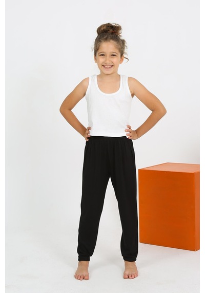 Akbeniz Kız Çocuk Sıfır Kol Beyaz Penye Pijama Takım 20433