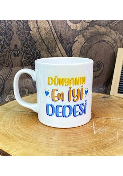 Dünyanın En İyi Dedesi Tasarımlı Kupa Bardak Açık Ahşap