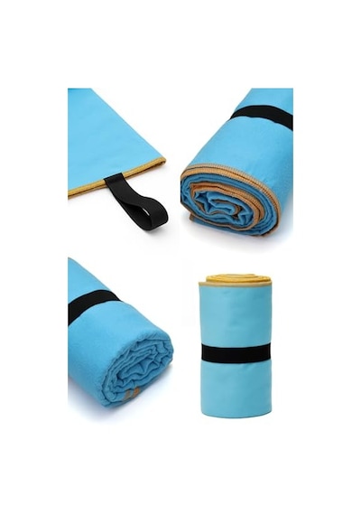 Unisex Mikrofiber Plaj Havlusu 80x130 Cm Yumuşak Dokulu Deniz Banyo Sporcu Havlusu Large Boy Turkuaz Açık Bej
