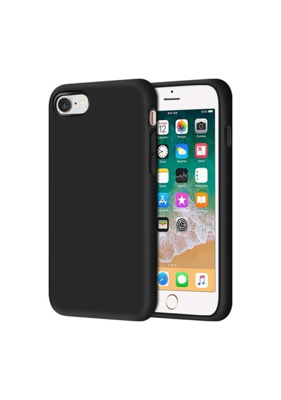 Iphone 7 / 8 / Se 2020 Uyumlu Içi Kadife Lansman Silikon Kılıf Siyah
