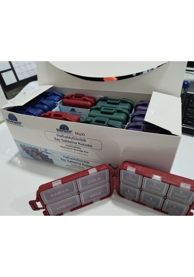 Bluewell Maxi Renkli Haftalık Günlük Saklama Kutusu 12'li
