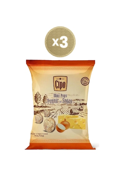 Çipo Peynir ve Soğan Katkısız Şekersiz Vegan Glutensiz Atıştırmalık 3 x 60 G