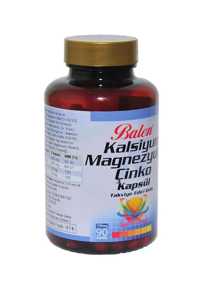 Balen Kalsiyum Magnezyum Çinko Kapsülü Takviye Gıda 709mg 90 Adet