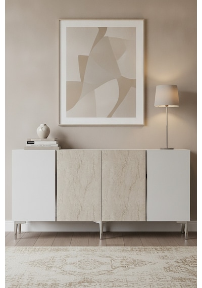 Ka1524bts Poli Konsol Ve Tv Sehpası Beyaz-traverten-silver 150cm Beyaz - Traverten - Gümüş Ka1524bts Poli Konsol Ve Tv Sehpası Beyaz-traverten-silver 150cm Beyaz - Traverten - Gümüş
