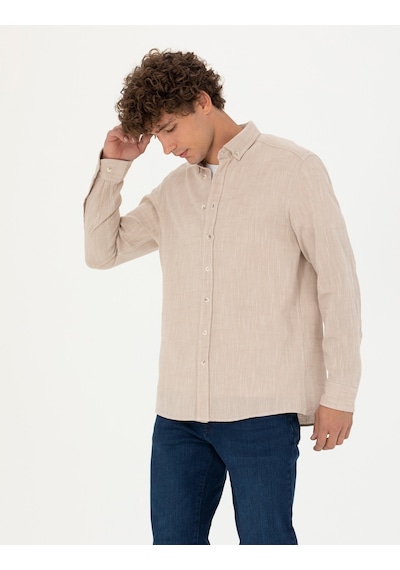 Pierre Cardin Erkek Bej Desenli Gömlek 50278180-vr011 Bej