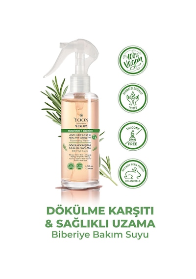 Yoon 2'li Saç Dökülme Karşıtı, Hızlı Saç Uzatma, Biberiyeli Saç Bakım Suyu 2x200 Ml