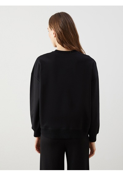 Lcw Modest Siyah Bisiklet Yaka Oversize Kadın Tesettür Sweatshirt