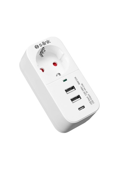 S-link SL-011 750 Joule 2 Usb +1 Type C Isıya Duyarlı Akım Korumalı Priz