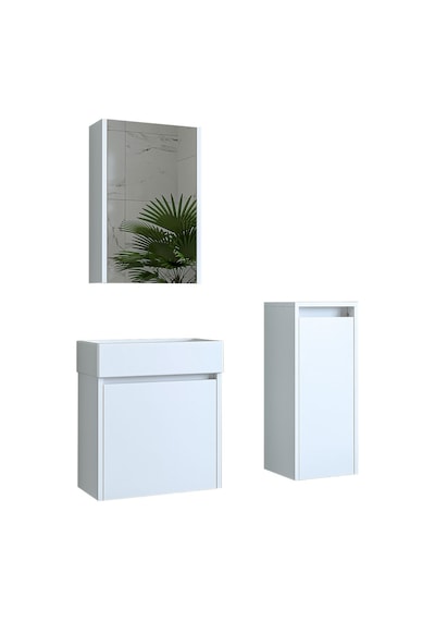 Roomart Ayaksız Tek Kapaklı Lavabolu 50 Cm Banyo Dolabı Mat Beyaz