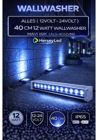 Alles 12v / 24v Wallwasher 40 Cm 12 Watt - Mavi Işık Mavi
