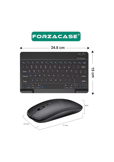 Forzacase Xiaomi Redmi Pad Se İle Uyumlu Bluetooth Kablosuz Klavye Mouse + Tablet Standı - Fc1088 -