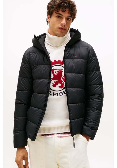 Tommy Hilfiger Erkek Mid Weight Kapüşonlu Jacket Mont - Siyah Triple Black