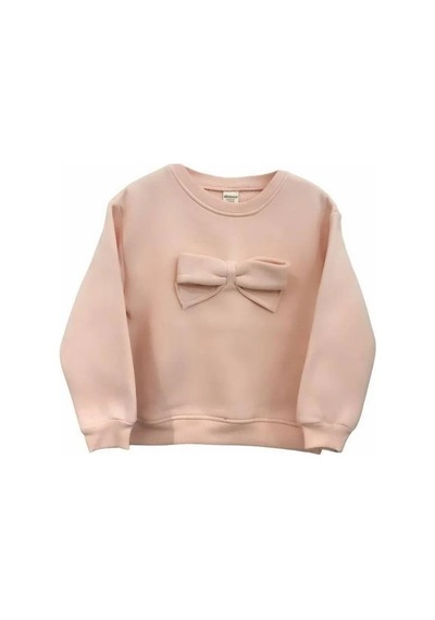 Kız Çocuk Fiyonklu İçi Şardonlu 3 İplik Sweatshirt-15057 SOMON