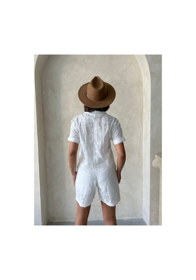 Verymoda Nakışlı Vual Şort D2821 Krem