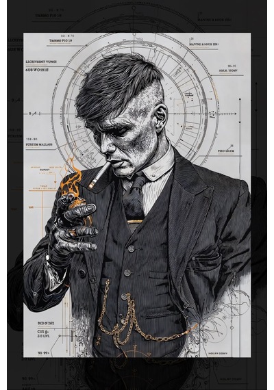Thomas Shelby Peaky Blinders Smoke Kanvas Tablo