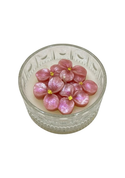 Cam Kasede Yonca Ve Orkide Mum 2 Li 9x6 Cm
