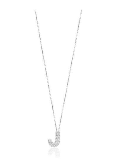 Zirkon Taşlı Gümüş Kaplamalı J Harfi Gümüş Kolye Gold - Rose Gold - Gümüş