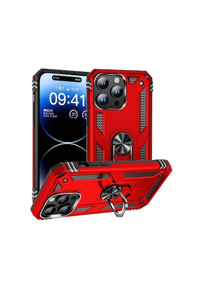 Apple Uyumlu iPhone 15 Pro Max Kılıf Vega Yüzüklü Standlı Zırh