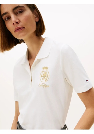 Tommy Hilfiger Gold Crest Reg Ss Po, Ybl Beyaz Kadın Polo T-shirt