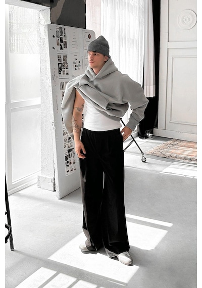 Gri Cozy Basic Oversize Sweatshirt Gri