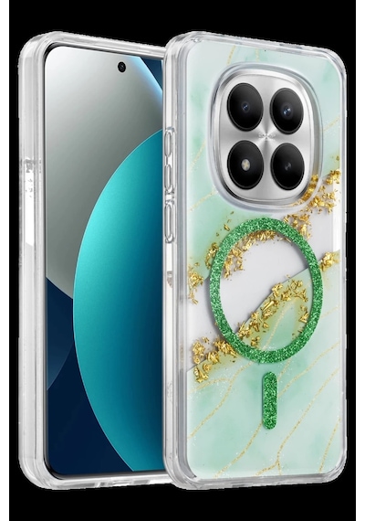 Onegif Redmi Note 15 Pro 5g Lotus Simli Magsafe Kapak - Yeşil Bz8683140941413