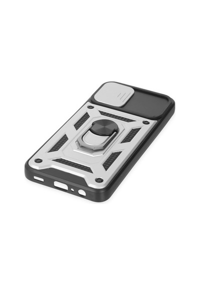 Ilkeshop Newface Samsung Galaxy Uyumlu A03 Kılıf Pars Lens Yüzüklü Silikon - Gümüş