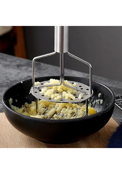 Mallart Paslanmaz Çelik Yaylı Patates Ezici - 24,5 Cm Patates Presi / Ergonomik Saplı Sebze Ezme Aleti / Manuel Pü